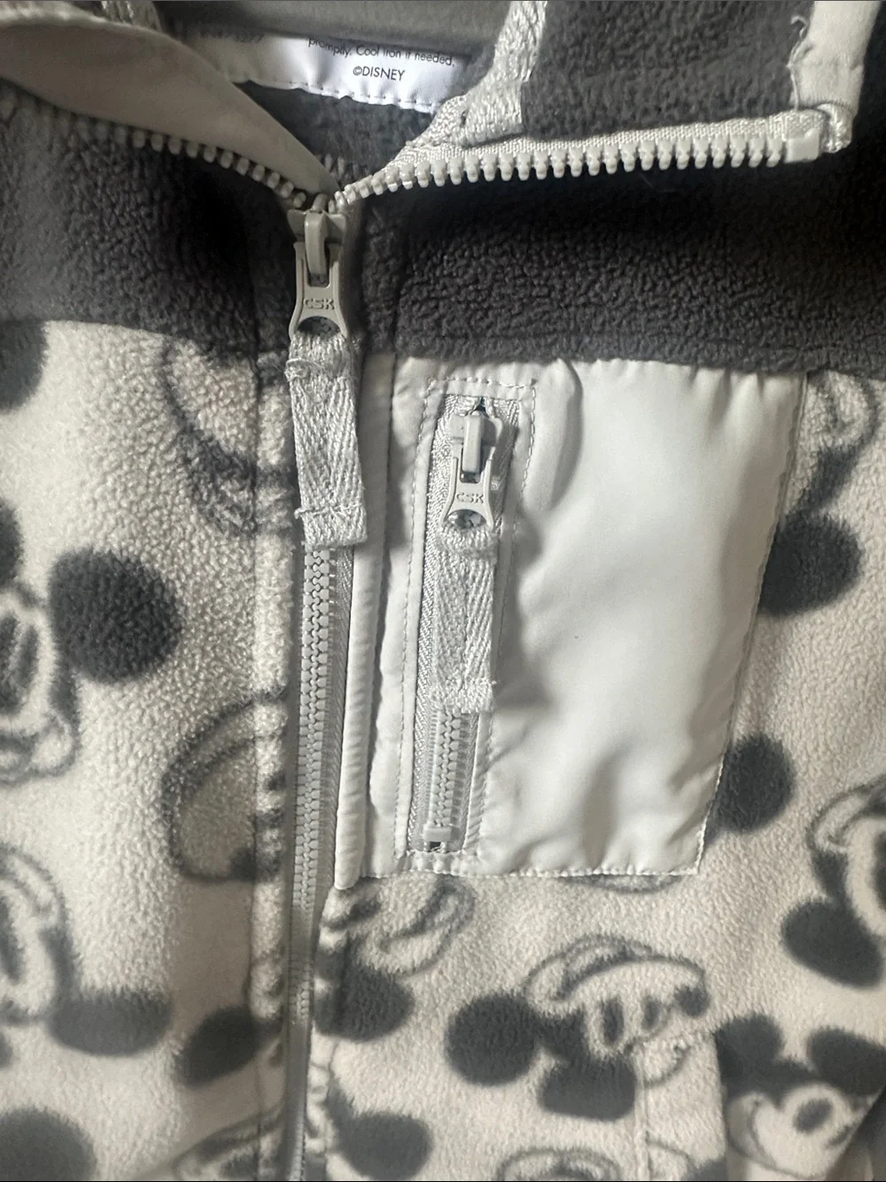 Disney Gray and Light Gray Mickey Print Fleece Jacket